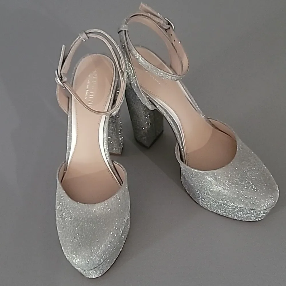 Born on Fifth x Antonio Melani Liv Metallic Glitter Closed Toe Platform Pumps 8M